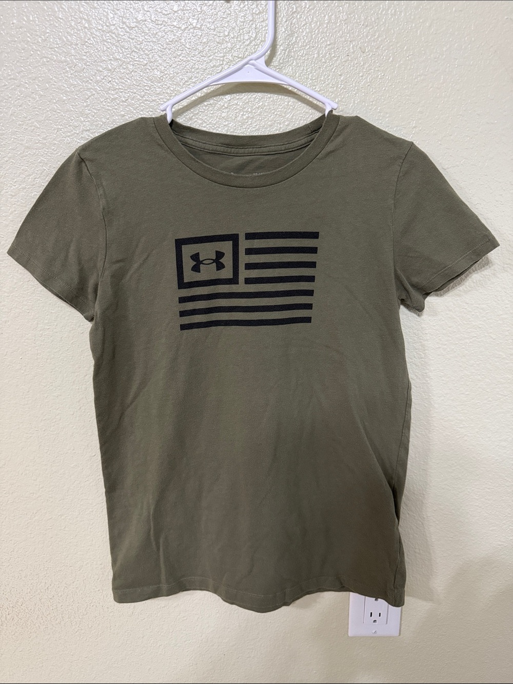 Under Armour Olive Green Tee with Black Flag Logo